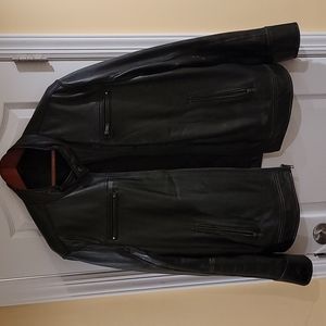 Black leather moto jacket
